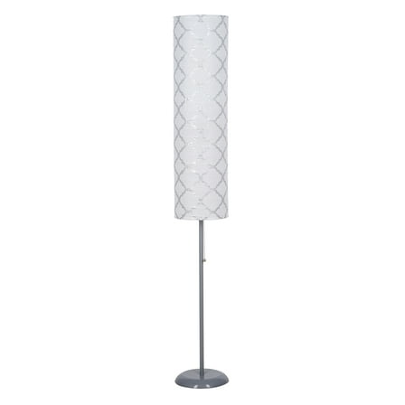 Mainstays 54" Paper Shade Floor Lamp, White & Silver Crinkle Paper Shade with Gray Pole & Base