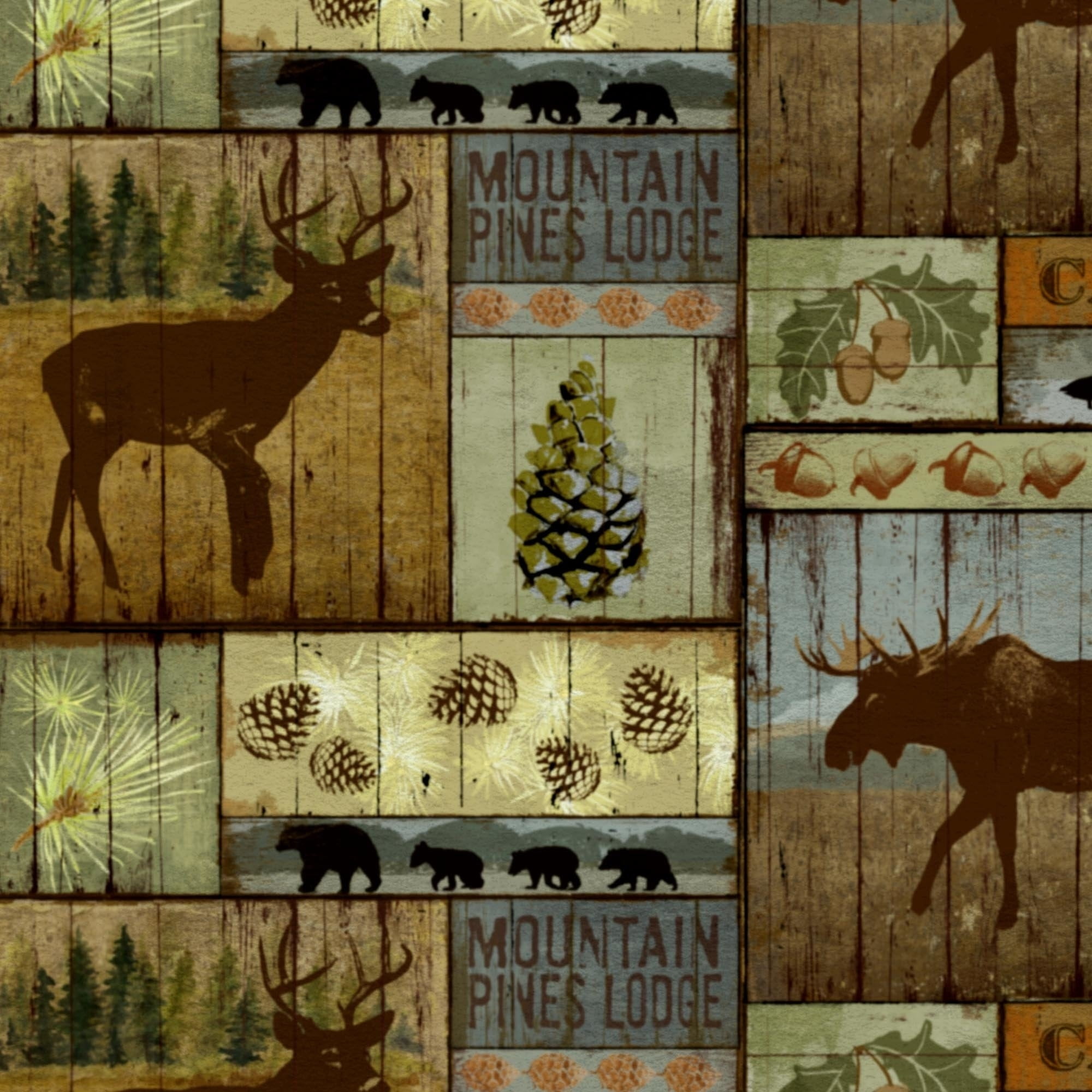 Mainstays 58" 100% Polyester Lux Anti-pill Fleece Mountain Pines Lodge Sewing & Craft Fabric by the Yard, Multi
