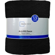 Mainstays 1.5 Yards 100% Polyester Lux Anti-pill Fleece Solids, Black, 60" Wide for Crafts