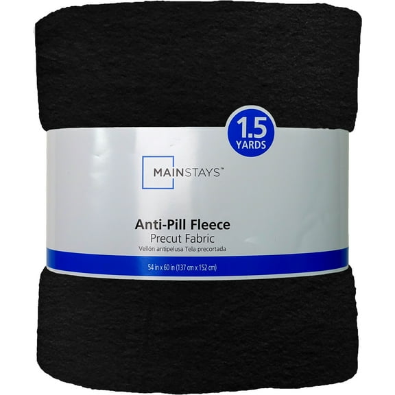 Mainstays 58" X 1.5 yard Lux Anti-pill Fleece Fabric Precut, Black