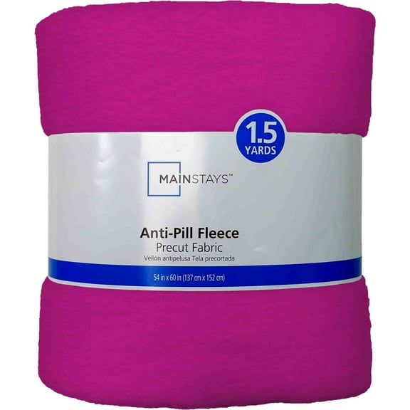 Mainstays 58" X 1.5 yard Lux Anti-pill Fleece Fabric Precut, Hot Pink