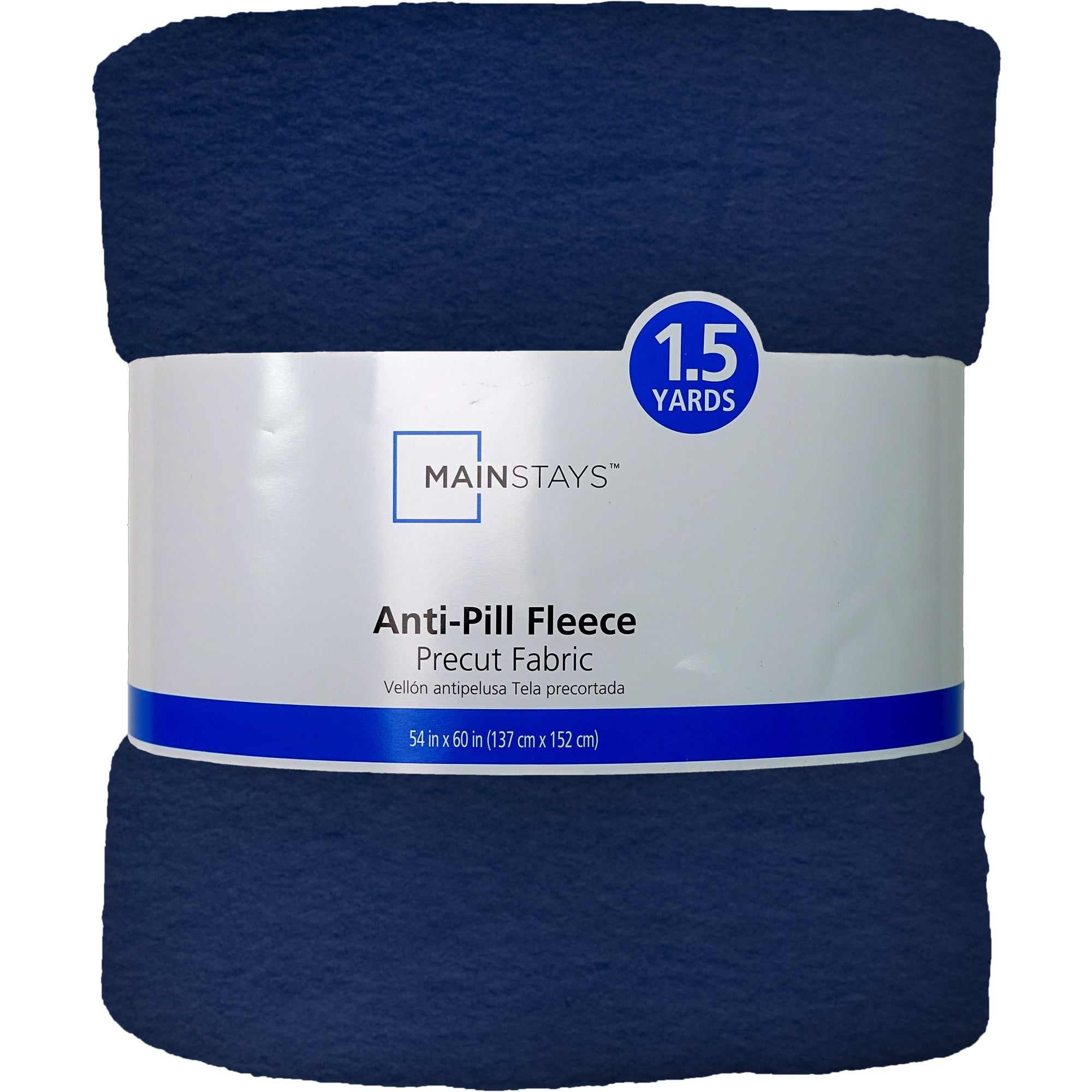 Mainstays 1.5 Yards 100% Polyester Lux Anti-pill Fleece Solids, Navy, 60" Wide for Crafts