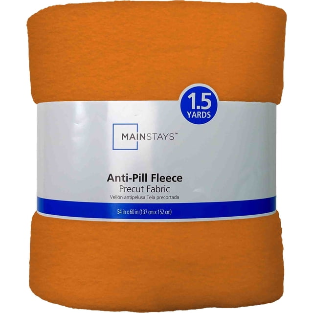 Mainstays 58" X 1.5 yard Lux Anti-pill Fleece Fabric Precut, Orange