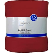 Mainstays 1.5 Yards 100% Polyester Lux Anti-pill Fleece Solids, Red, 60" Wide for Crafts