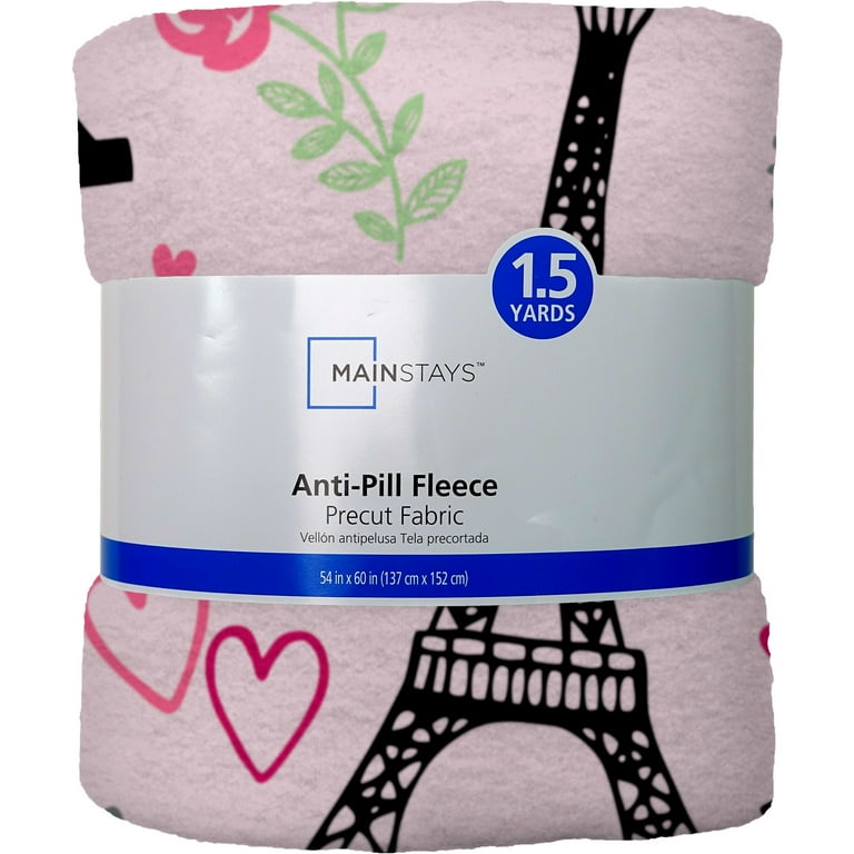 Mainstays 58 X 1.5 yard Lux Anti pill Fleece Paris Love Fabric Precut Pink Walmart