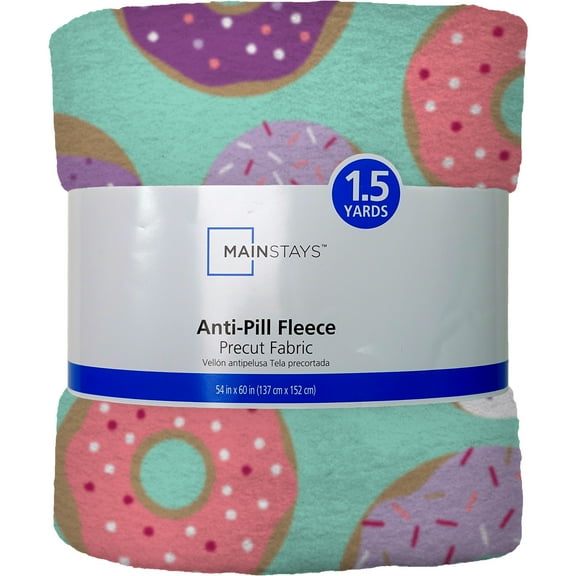 Mainstays 58" x 1.5 yard Lux Anti-pill Fleece Donut Fabric Precut, Aqua