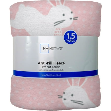 Mainstays 1.5 Yards 100% Polyester Lux Anti-pill Fleece Dot Bunny, Pink, 60" Wide for Crafts