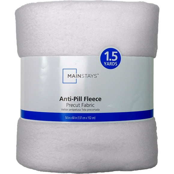 Mainstays 58" x 1.5 yard Lux Anti-pill Fleece Fabric Precut, White