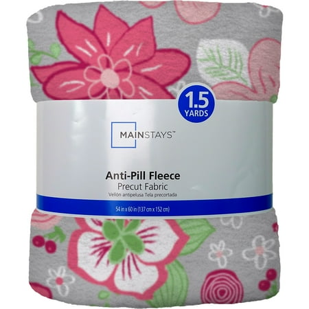 Mainstays 1.5 Yards 100% Polyester Lux Anti-pill Fleece Pink Flowers, Pink, 60" Wide for Crafts