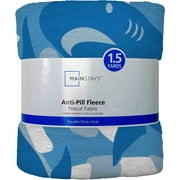 Mainstays 1.5 Yards 100% Polyester Lux Anti-pill Fleece Shark Camo, Blue, 60" Wide for Crafts