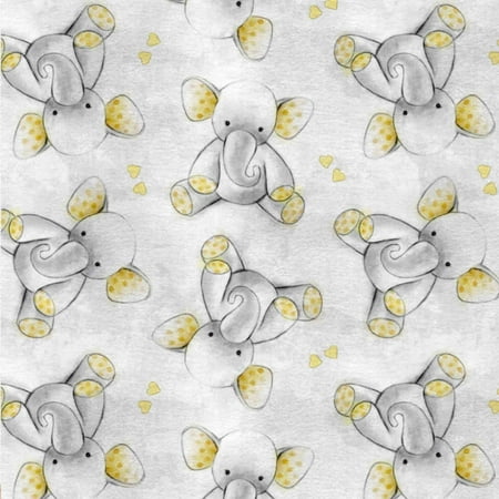 Mainstays 1.5 Yards 100% Polyester Lux Anti-pill Fleece Sleepytime Elephants, Gray, 60" Wide for Crafts