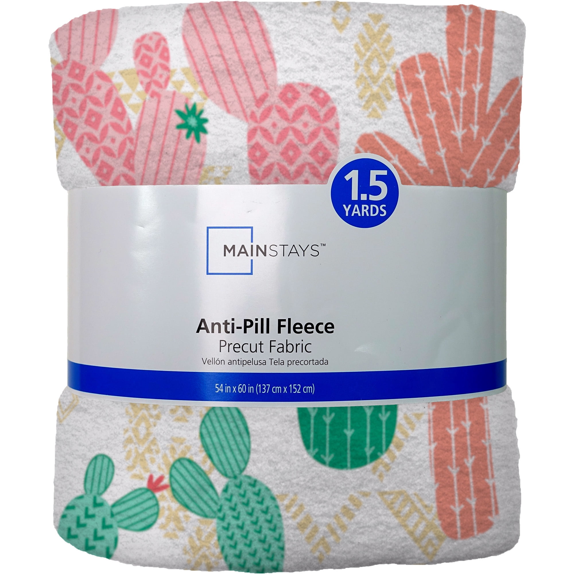 Mainstays 1.5 Yards 100% Polyester Lux Anti-pill Fleece Southwest Cactus, Cream, 60" Wide for Crafts
