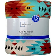 Mainstays 1.5 Yards 100% Polyester Lux Anti-pill Fleece Tribal Stripes, Turquoise, Rust, 60" Wide for Crafts
