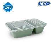 Mainstays 5-Pack 2-Compartment BPA-Free Plastic Meal Prep Food Storage Containers, 0.9L, Green Sage