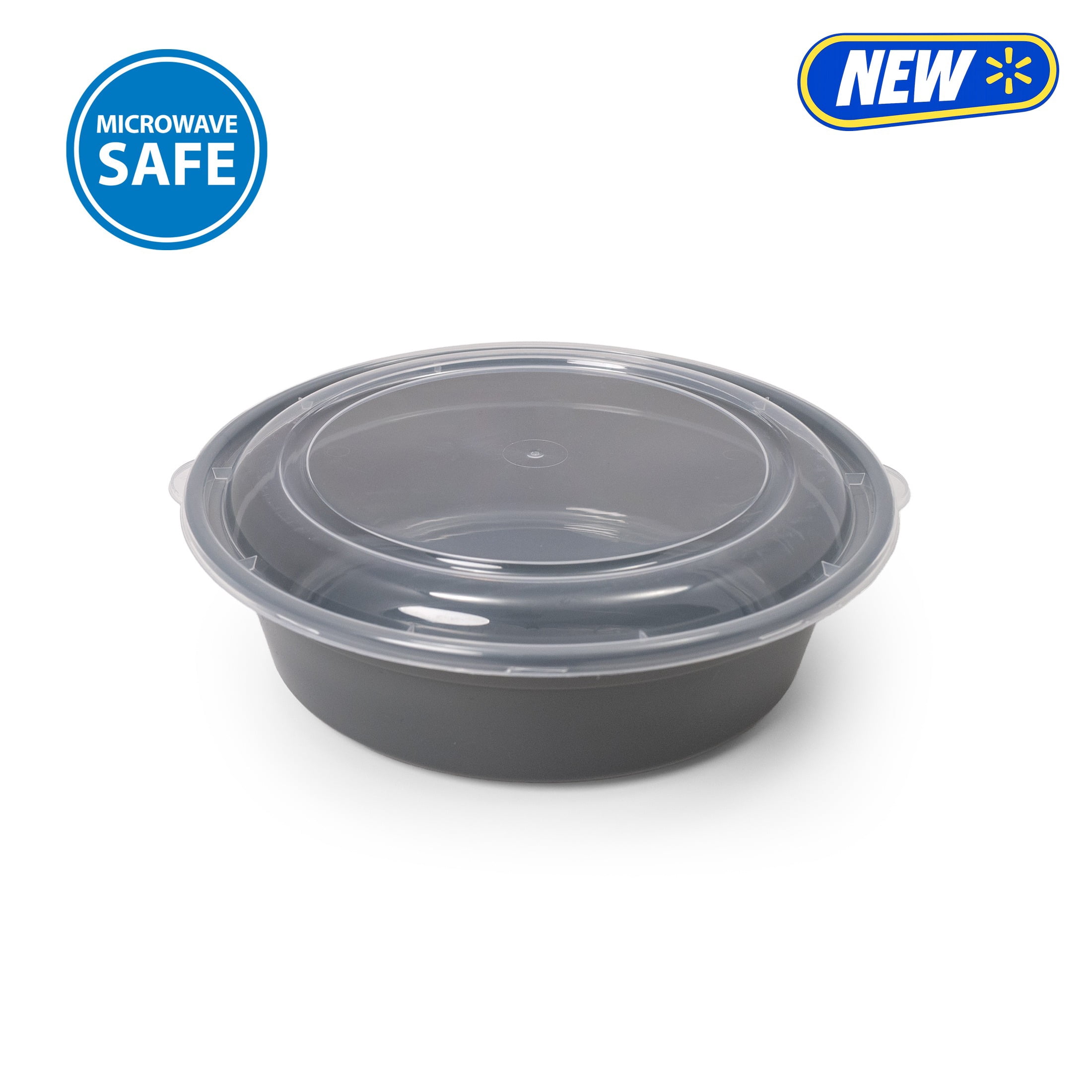 Mainstays 5-Pack Round BPA-Free Plastic Meal Prep Food Storage Containers, 1L, Soothing Grey