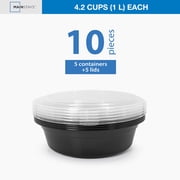 Mainstays 10-Piece Round Meal Prep Containers with Lids, 1L BPA-Free, Microwave & Dishwasher Safe
