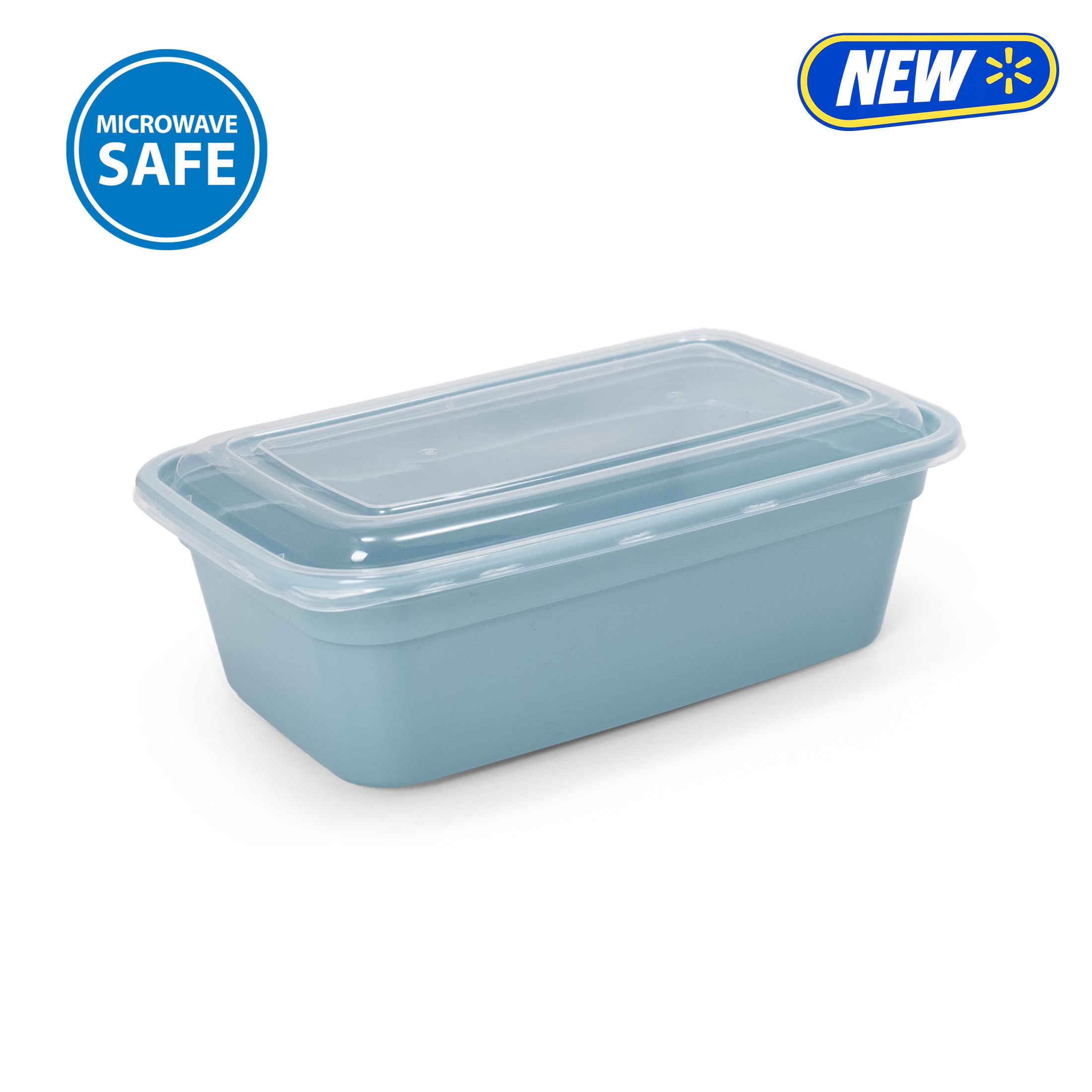 Mainstays 5-Pack 1-Compartment BPA-Free Plastic Snack Meal Prep Food Storage Containers, 3 Cup, Blue Cameo