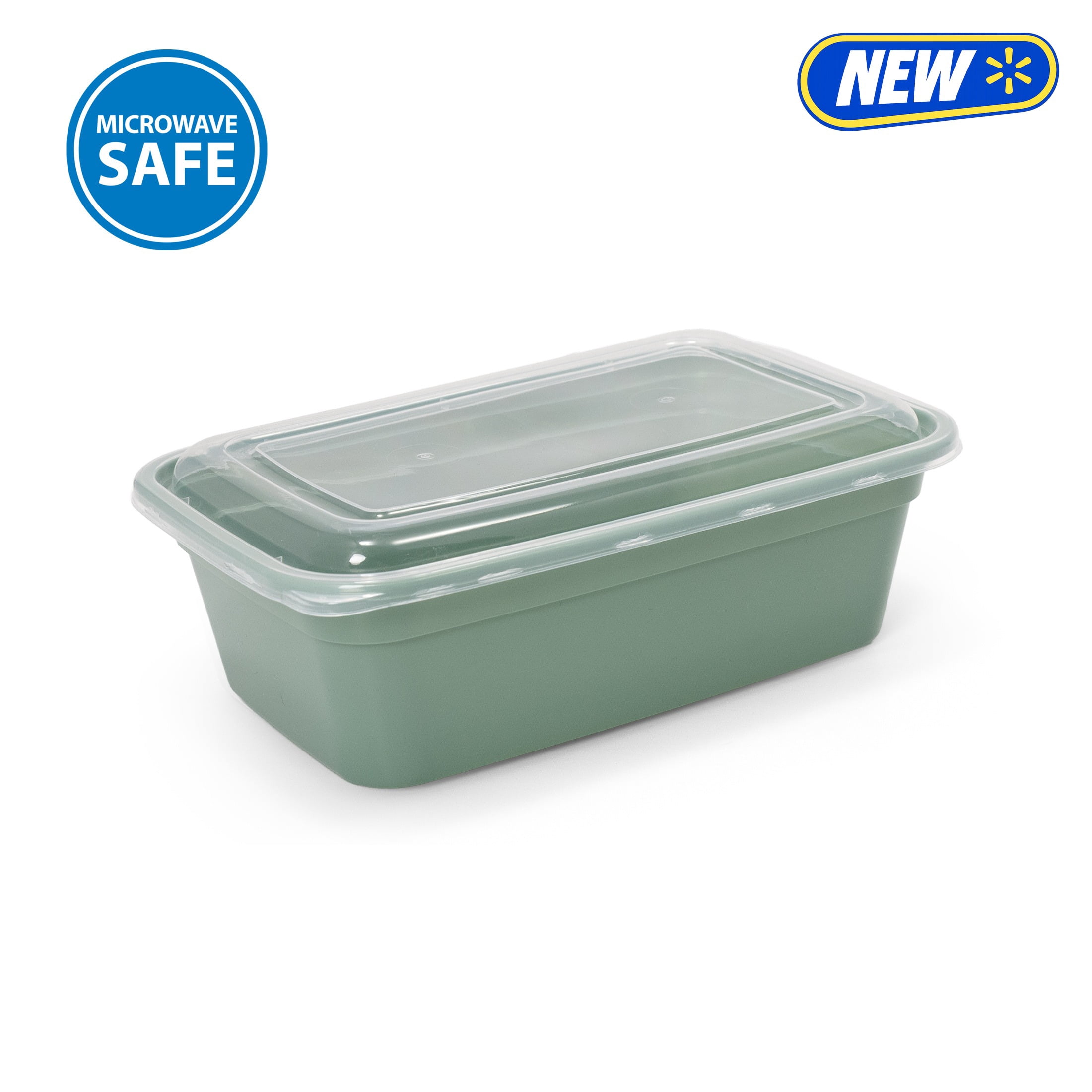 Mainstays Food Storage Containers, 5-Pack, 1-Compartment, BPA-Free Plastic, 3 Cup, Green Sage