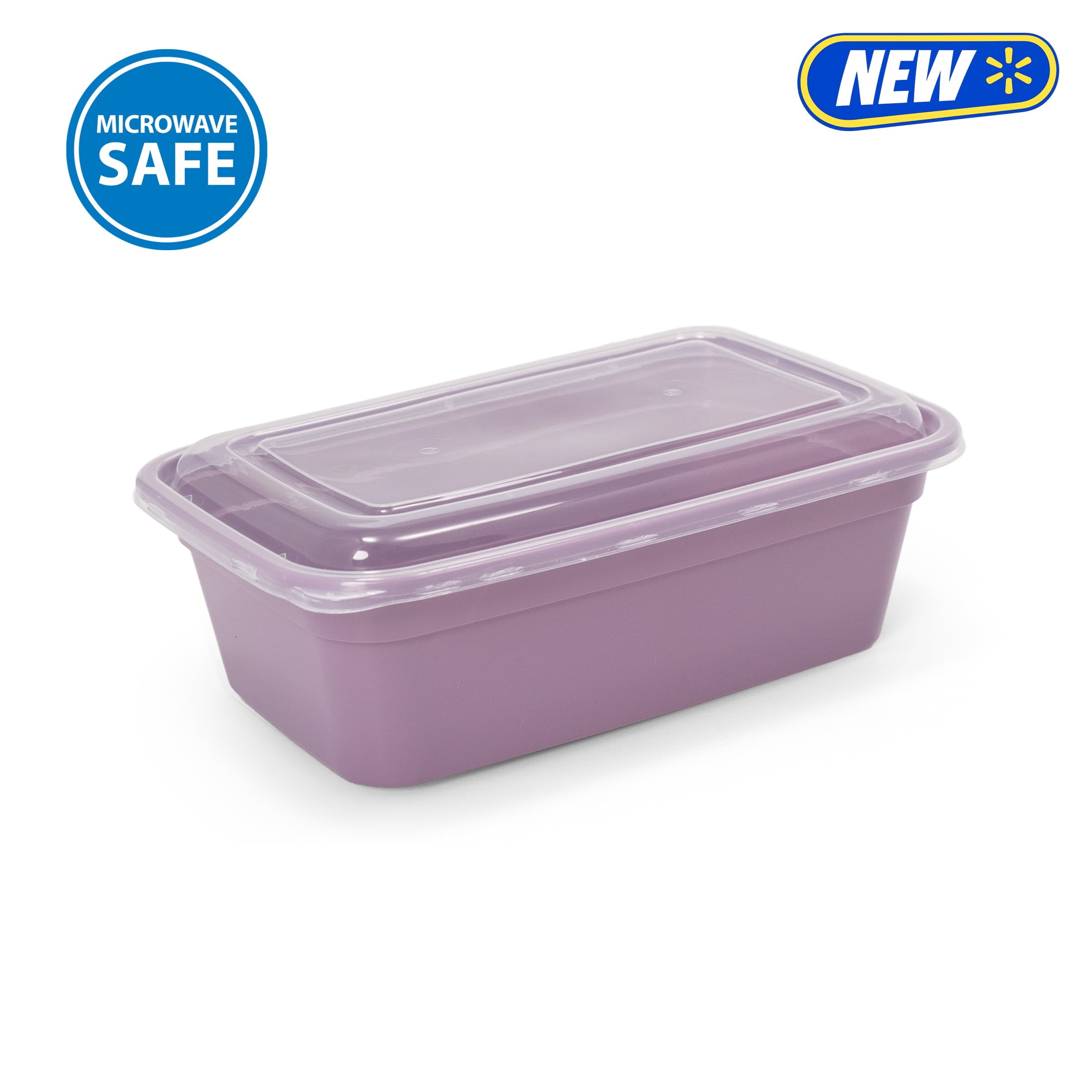 Mainstays 5-Pack 1-Compartment BPA-Free Plastic Snack Meal Prep Food Storage Containers, 3 Cup, Lilac Bloom