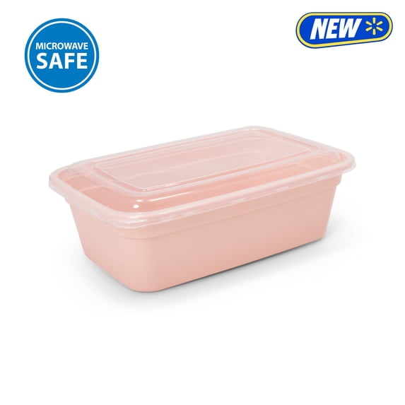 Mainstays 5-Pack 1-Compartment BPA-Free Plastic Snack Meal Prep Food Storage Containers, 3 Cup, Pink Blush