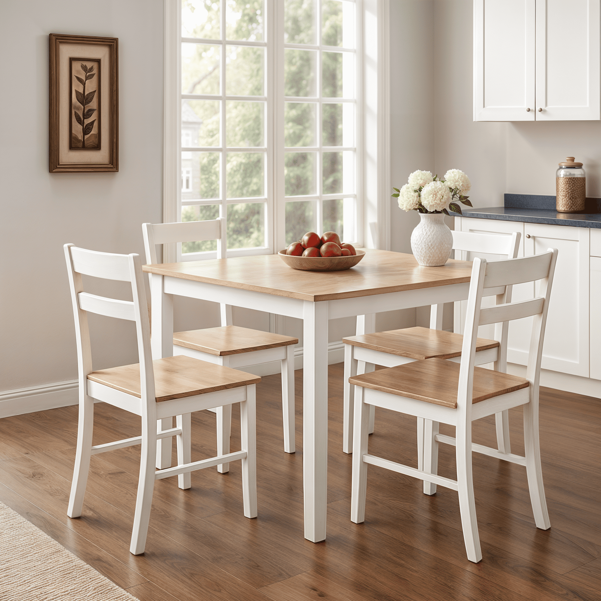 Mainstays 46" x 29" Indoor Rubberwood Modern Dining Table for 4, White