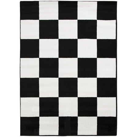 Mainstays 5x7 Black and White Checkered Indoor Area Rug