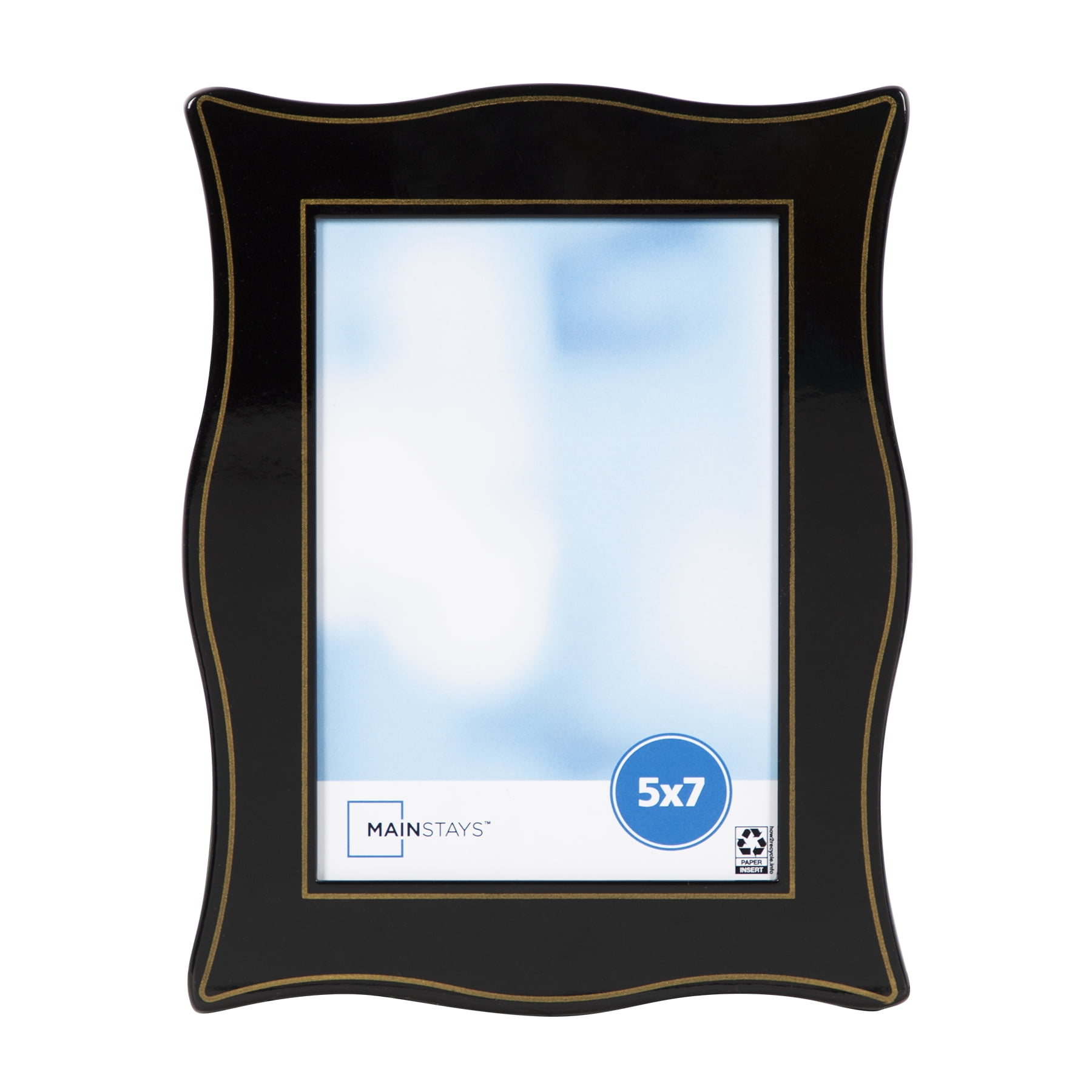 Mainstays 5x7 Curvy High Gloss Black with Gold Picture Frame