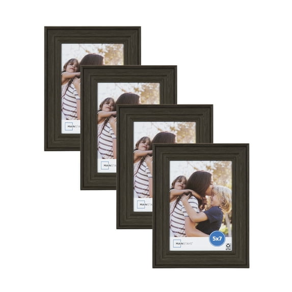 Mainstays 5x7 Dark Gray Decorative Tabletop Picture Frame, Set of 4