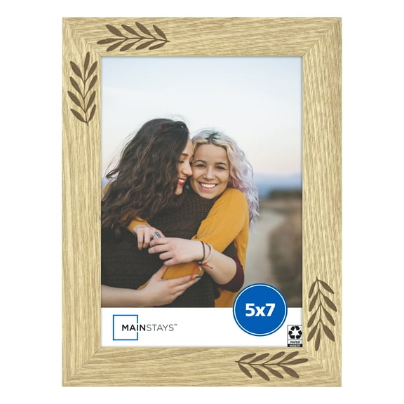Mainstays – 5x7 Picture Frame – Etched Leaves Wood Tabletop Photo Frame