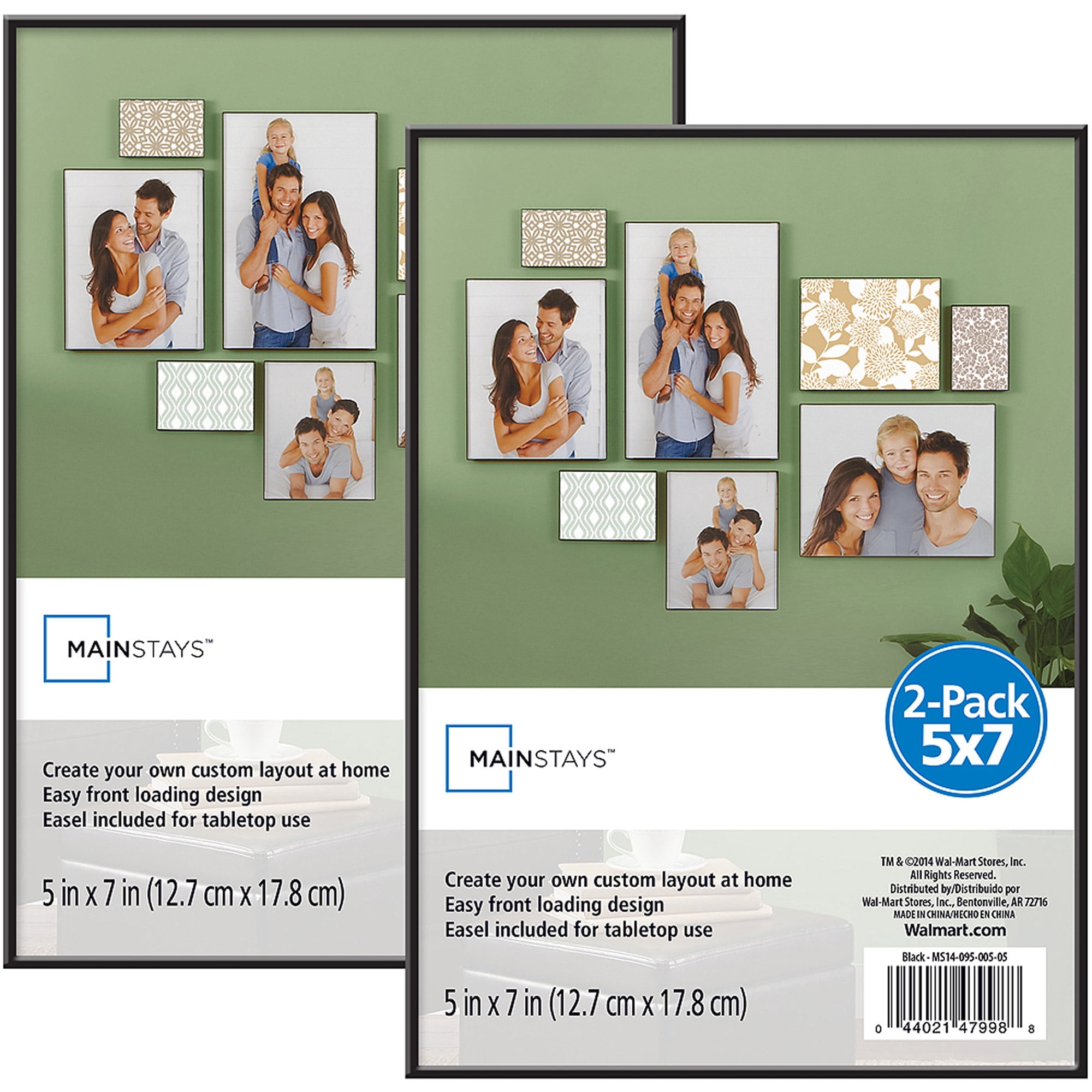 Mainstays 5x7 Picture Frames, Set of 2 - Photo Display for Wall Gallery ...