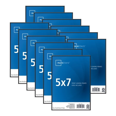 Mainstays 5x7 Front Loading Picture Frame, Black, Set of 12