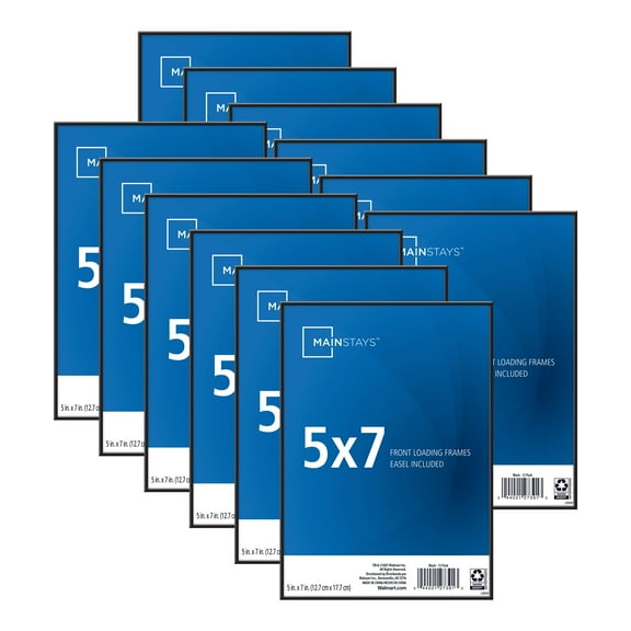 Mainstays 5x7 Front Loading Picture Frame, Black, Set of 12