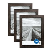 Mainstays - 5x7 Picture Frame - Brown Gallery Linear Program Tabletop & Wall Photo Frame, Set of 3