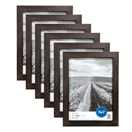 Mainstays 5x7 Linear Gallery Wall Picture Frame, Brown, Set of 6