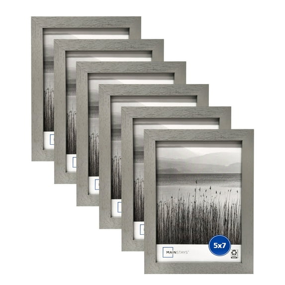 Mainstays 5x7 Linear Gallery Wall Picture Frame, Gray, Set of 6