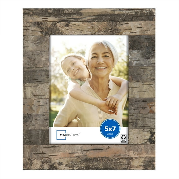 Mainstays 5x7 Picture Frame Rustic Bark Tabletop Photo Frame