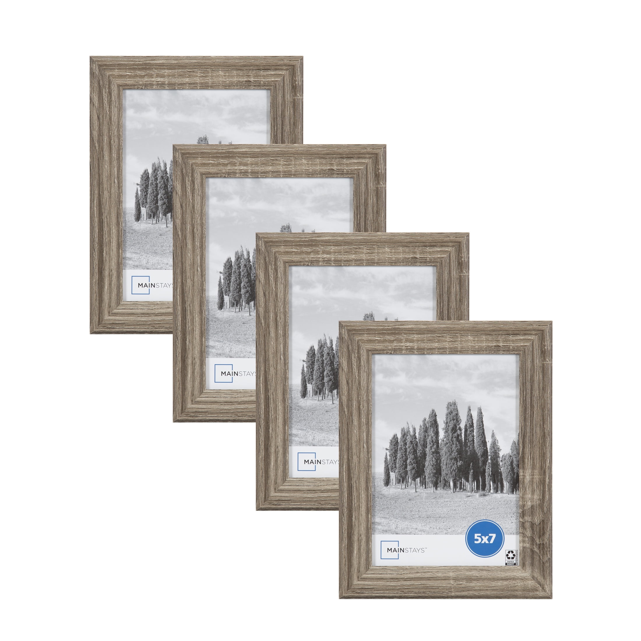 upsimples 5x7 Picture Frame Distressed Grey with Real Glass