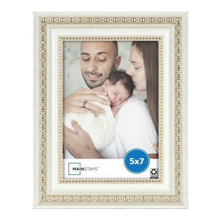 Mainstays – 5x7 Picture Frame – White Ornate Tabletop Photo Frame