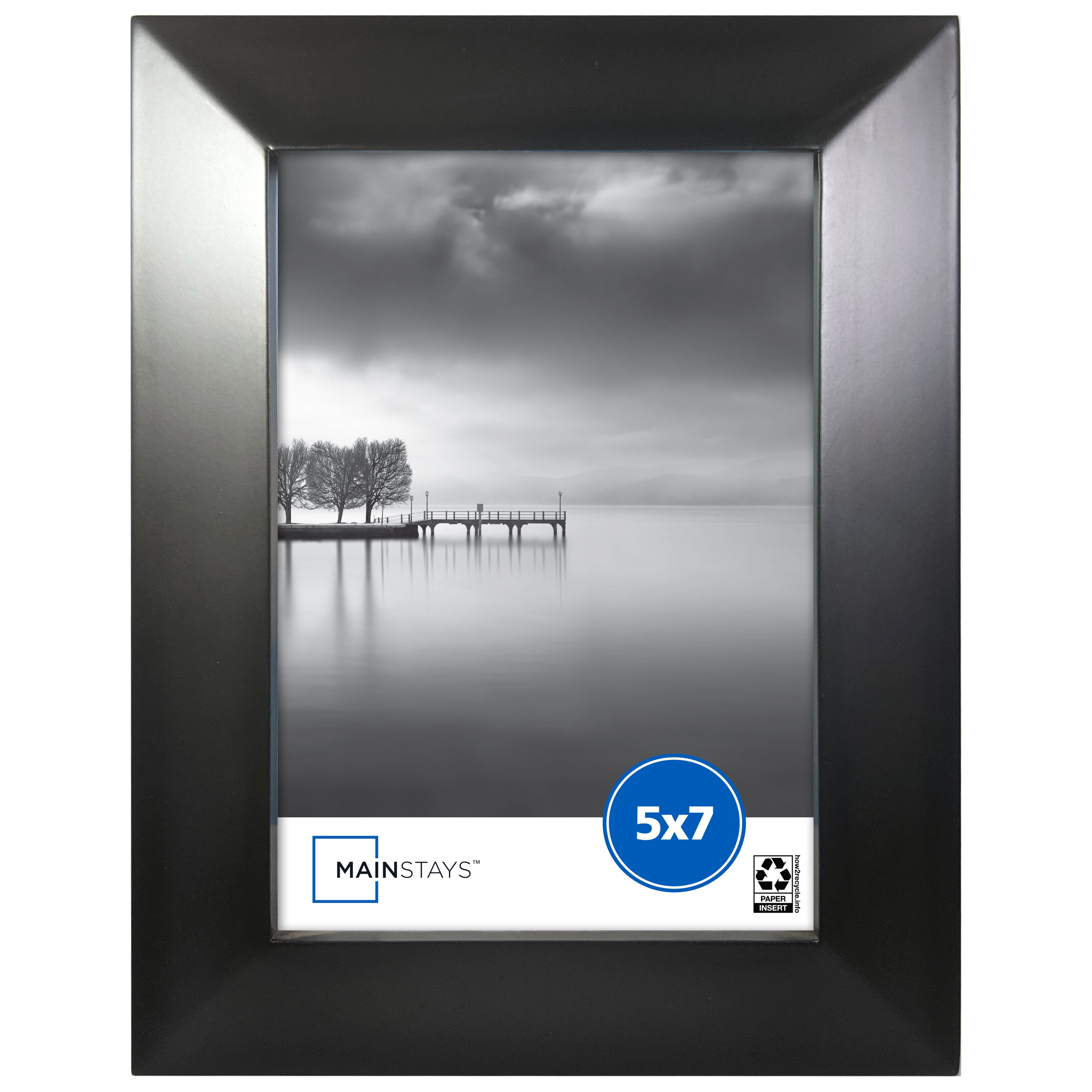 Mainstays 5x7 Wide Beveled Tabletop Picture Frame, Black