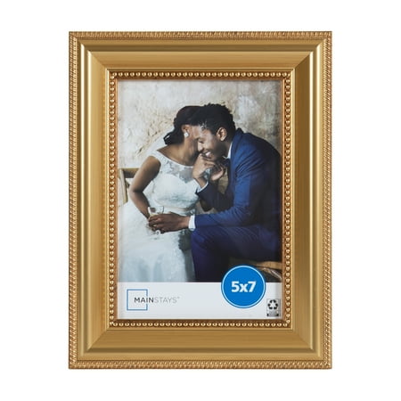 Mainstays 5x7 Yellow Gold Beaded Decorative Tabletop Picture Frame