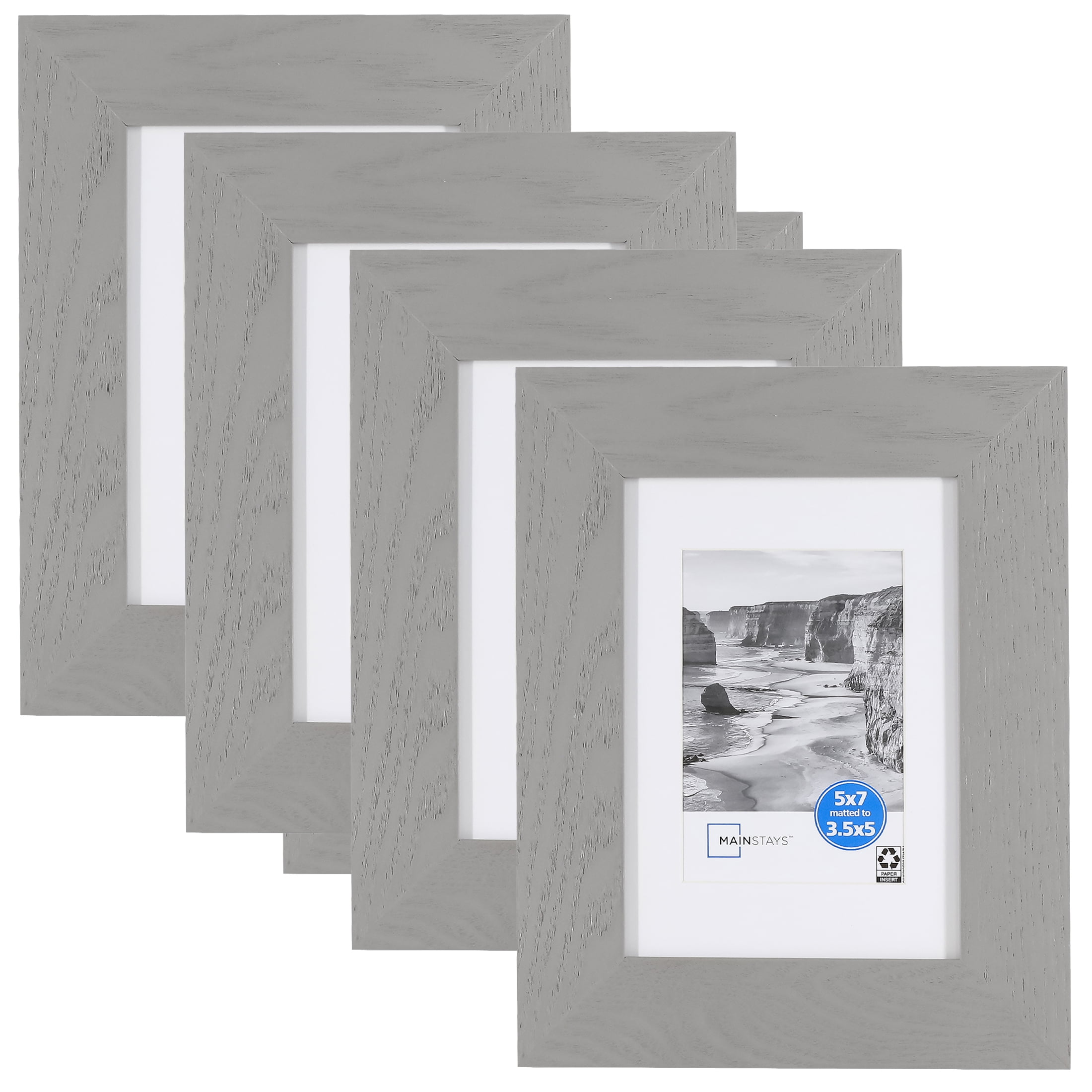 Mainstays 5x7 inch Flat Wide Grey 1.5" Gallery Wall Picture Frames 4
