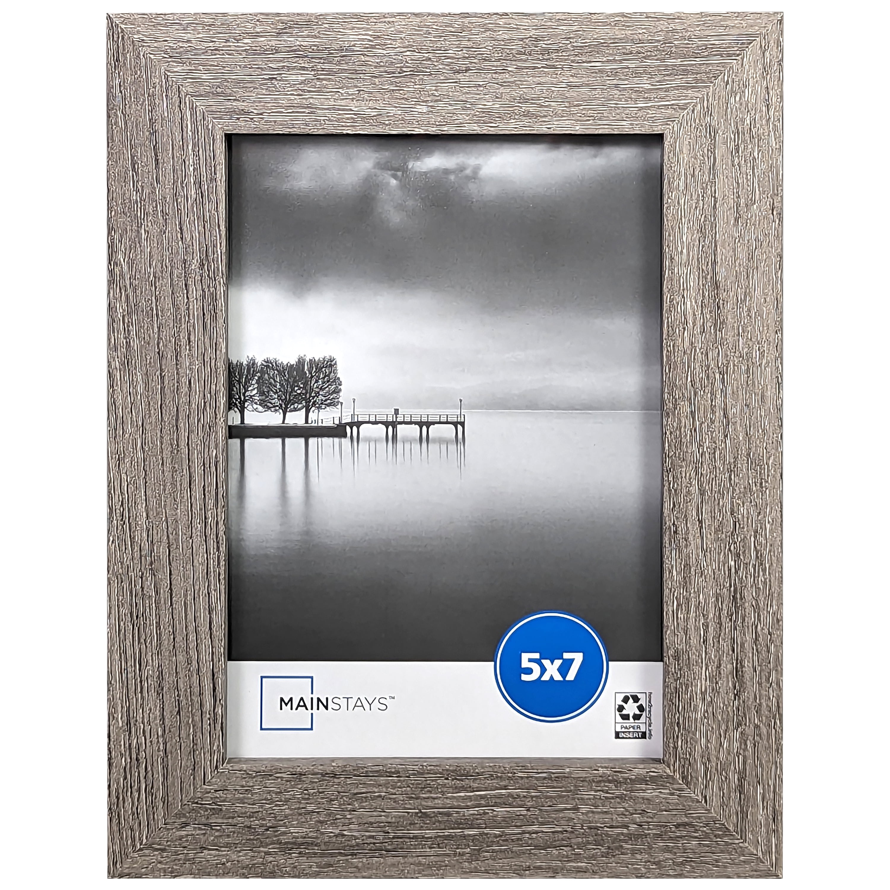 Mainstays 5×7 Wide Beveled Tabletop Picture Frame Rustic Gray