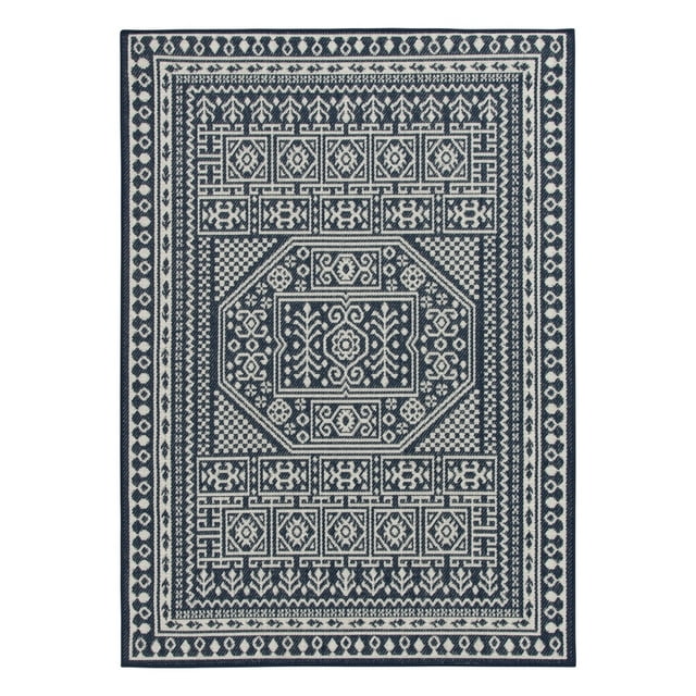 Mainstays 6' 6" x 9' 6" Navy Blue Medallion Outdoor Area Rug