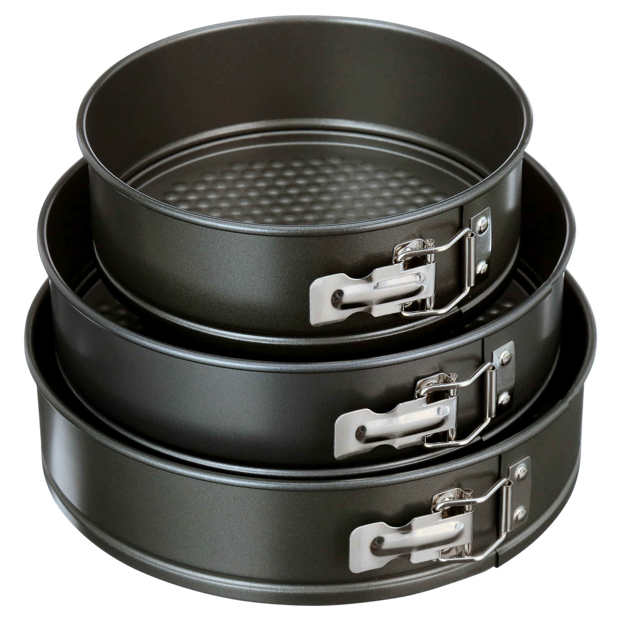 Mainstays, 8", 9", 10" Round Nonstick Carbon Steel Springform Cake Pans, Gray, Set of 3