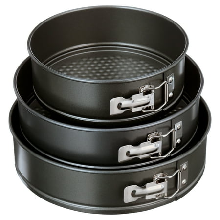 Mainstays, 8", 9", 10" Round Nonstick Carbon Steel Springform Cake Pans, Gray, Set of 3