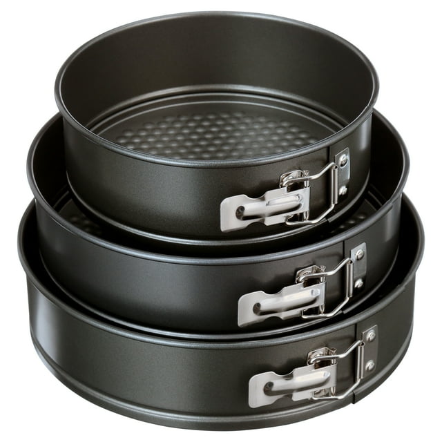 Mainstays, 6", 8", 10" Round Nonstick Carbon Steel Springform Cake Pans, Gray, Set of 3