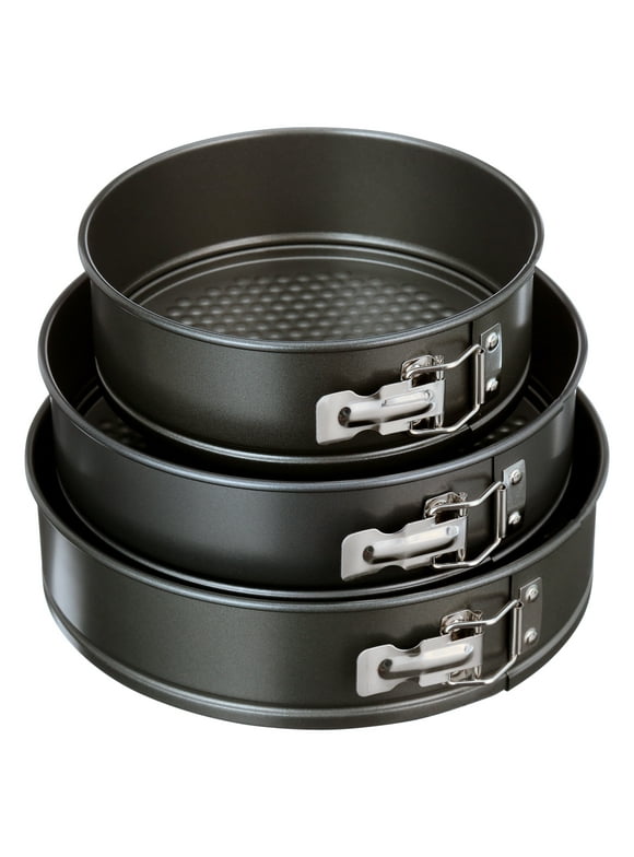Mainstays, 6", 8", 10" Round Nonstick Carbon Steel Springform Cake Pans, Gray, Set of 3