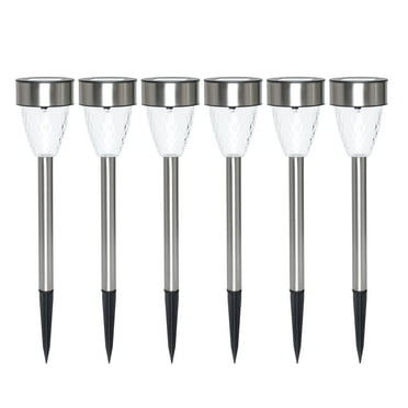 Mainstays 6-Count Solar-Powered Tapered Column Pathway LED Light Set in Stainless Steel