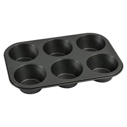 Mainstays 6 Cup Jumbo Muffin Pan, Non-Stick Bakeware,3.4 inch Diameter Cups,Gray,Carbon Steel