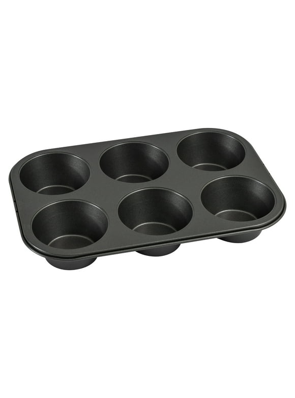 Mainstays 6 Cup Jumbo Muffin Pan, Non-Stick Bakeware,Gray,Carbon Steel